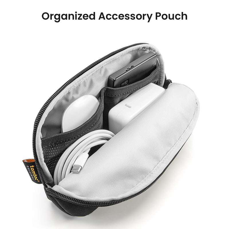 tomtoc Recycled Portable Storage Pouch Bag Case Accessories Organizer Compatible with MacBook Laptop Charger, Mouse, Cables, Hub, Power Adapter, Power Bank, Toiletries, Cosmetics, Personal Items Black