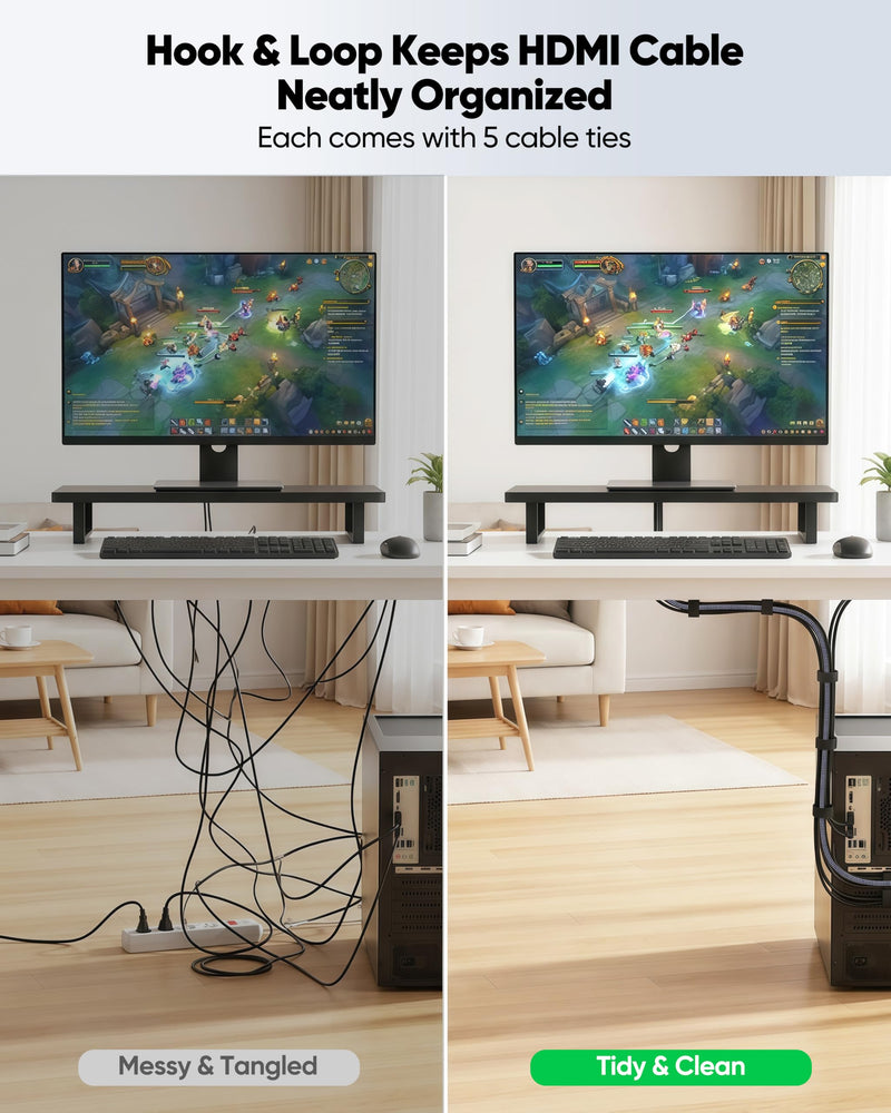 Long HDMI Cables 20 FT, 4K High Speed Slim HDMI 2.0, CL3 In-wall Certified | 4K@60Hz Durable Braided with 3D, HDR, ARC for HDTV, Projector, Monitor, Xbox, Security Camera (Reusable Cable Tie*5) 20FT Grey 1