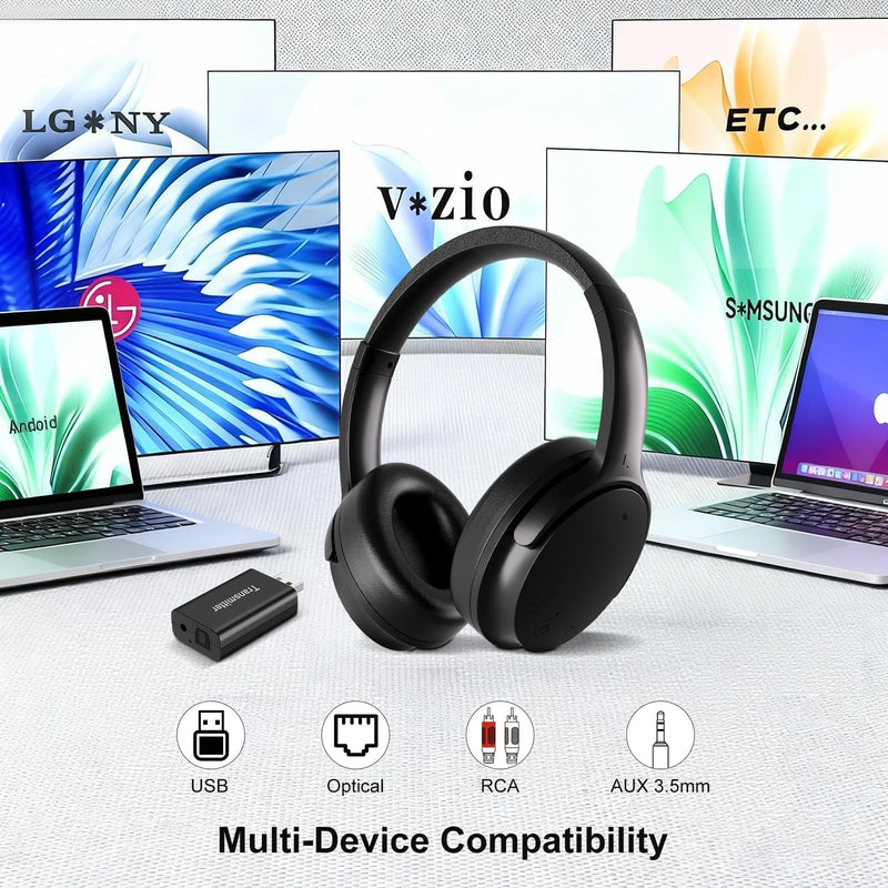 Wireless Headphones for TV Watching, Over Ear TV Headphones Wireless with USB Transmitter, Plug & Play, No Audio Delay, Louder and Clearer for Seniors | Wireless with USB Transmitter, Plug & Play, Over Ear TV Headphones, No Audio Delay, Louder and Clea...