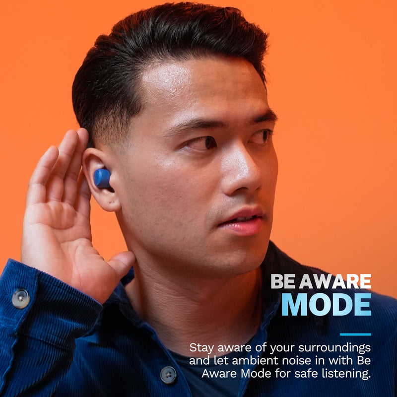 JLab Go Air Pop+ True Wireless Bluetooth Earbuds in Navy Blue Plus Cloud Foam Mnemonic Earbud Tips