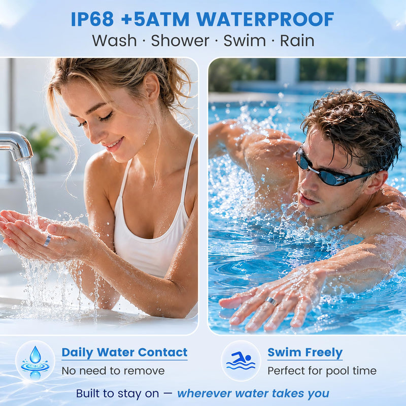 Smart Ring for Men & Women, Fitness Tracker, Sleep, Heart Rate, SpO2 | No subscription app, iOS & Android compatible, IP68 waterproof, sleep and naps, activity, women's health, family care.
