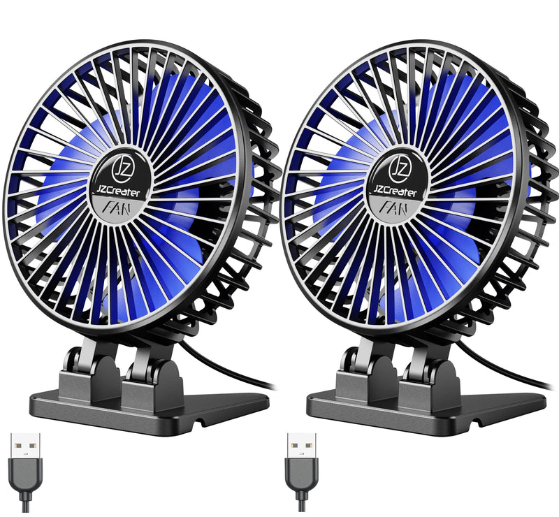 JZCreater USB Desk Fan, Mini Fan Portable, 3 Speeds Desktop Table Cooling Fan, Plug in Power Fan, Rotation Strong Wind, Quiet Personal Small Fan for Home Desktop Office Travel Bedroom, Black (2Pack) Black 2Pack
