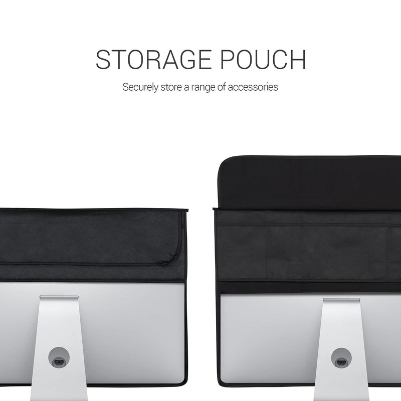 kwmobile Cover Compatible with 24-26" Monitor - with Extra Storage - Don't Touch My Screen White/Black Don't Touch My Screen white / black