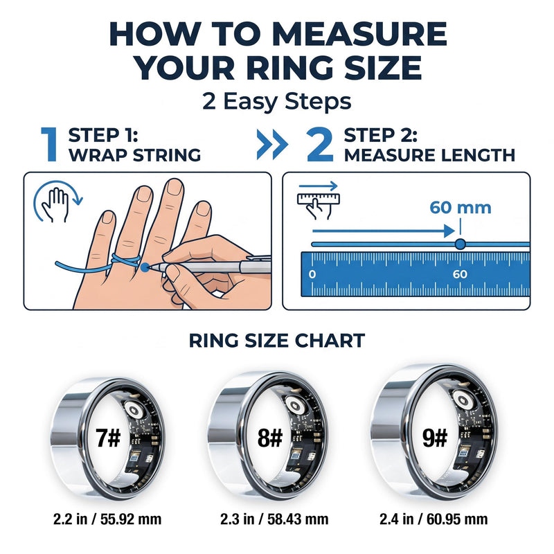 Smart Ring for Women & Men, Health Tracker & 5ATM. (Silver, 8#) | No Subscription Fee，Heart Rate, Blood Oxygen,Blood Pressure, Sleep Heart Rate Tracker for iOS & Android Silver8#