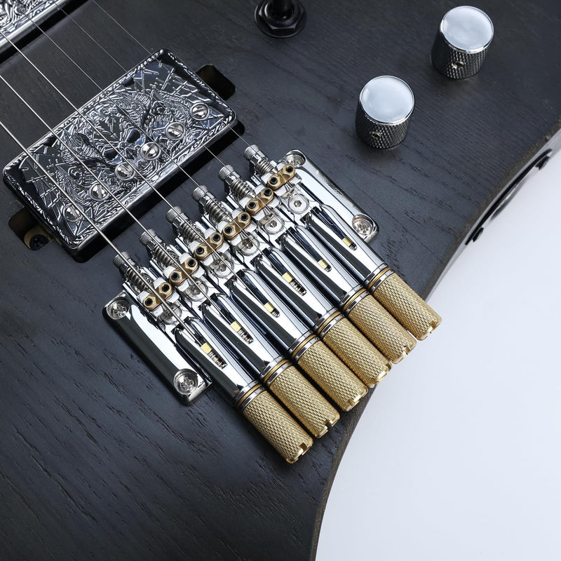 [AUSTRALIA] - 10.5mm Headless Electric Guitar Bridge Chrome Headless Bass Guitar Bridge Brass Saddles Zinc Alloy Plate Electric Guitar Bridge 6 String Headless Guitar Bridge Fixed 