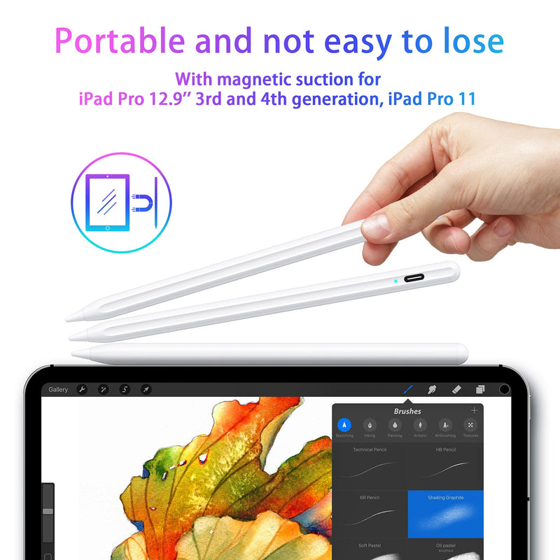 Stylus Pen, Active Stylus Pen Compatible for iOS and Android Touchscreens/Phones, Rechargeable Stylus Pen with Dual Touch Screen , Stylus Pencil for Apple/Android/Samsung Tablet, 16.5CM,White White