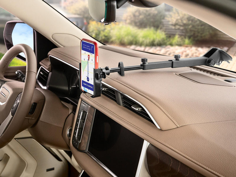 WeatherTech WindshieldFone with Extension - Universal Windshield-Mounted Car Phone Holder - Black Plastic Knobs Extension Arm (7.75 - 15.31 Inches)