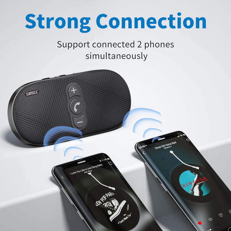 Bluetooth Car Speaker Phone: Hands Free Calling Kits 6W in car Speakerphone for Safe Driving - Support Siri Google Assistant Voice Calls/Motion Auto ON Off - BC990P