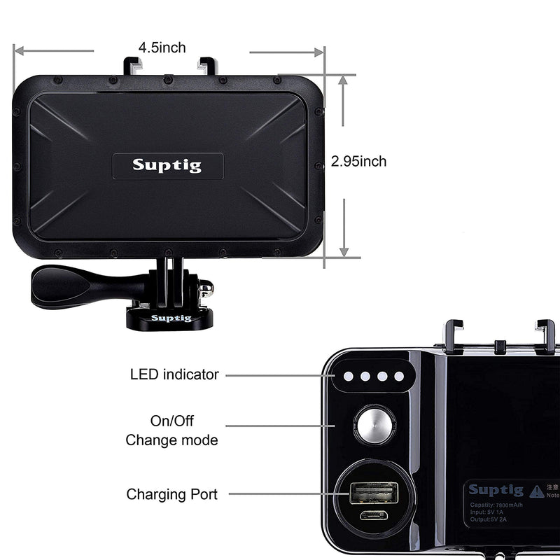 Suptig Portable Charger, 7800mAh Battery Pack Power Bank, Compatible for Gopro Hero 12 11 10 9 8 7 6 5 4 3 3+ Hero Session Hero + DJI osmo AKASO Insta 360 Digital Camera Phone and More (Black)