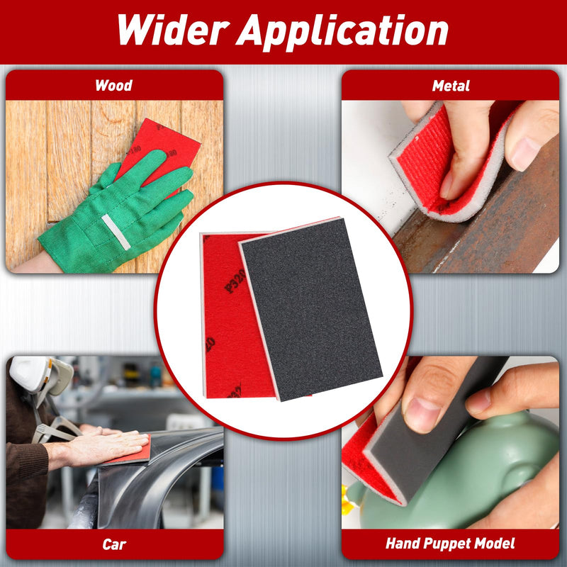 24 Pcs Sanding Sponge Set 80-3000 Grit Sanding Pads, Flexible Sandpaper Block Coarse and Fine, Foam Sanding Pads Washable and Reusable, Wet and Dry Sandpaper for Metal Wood Wall Polishing 24Pcs Mixed Grit