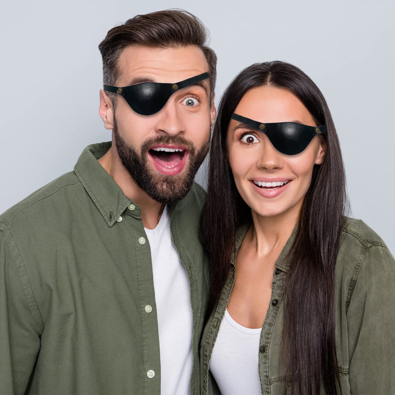 [AUSTRALIA] - Eye Patches for Adults Right and Left Eyes - Black Adult Leather Eyepatch for Lazy Eye - Handmade Leather Eye Patch for Adults for Eye Glasses and Pirate Cosplay (Black) 