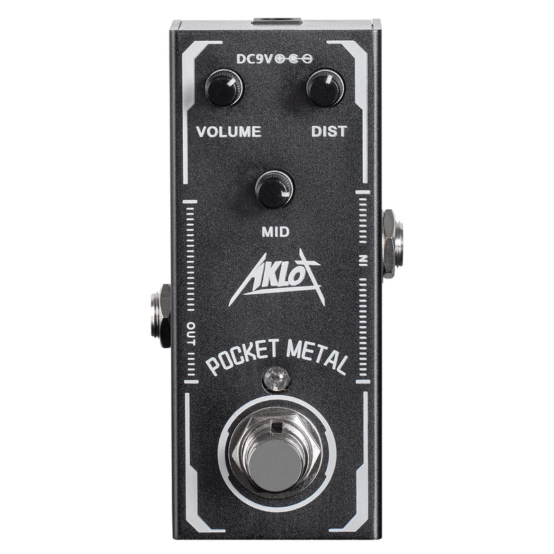 Pocket Metal Guitar Pedal, AKLOT Electric Effects Pedals Distortion Sounds Mini Single Type DC 9V True Bypass Pocket Metal