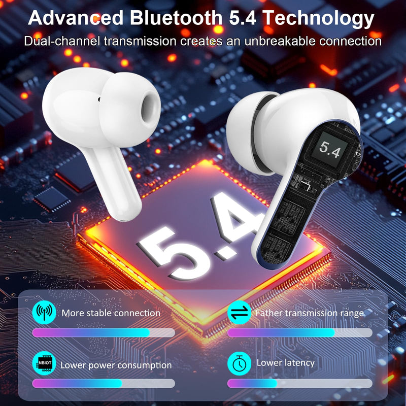 Ordtop Wireless Earbuds, Bluetooth 5.3 Headphones 2025 NEW Ear Buds 40H Bass Stereo in-Ear Earphones