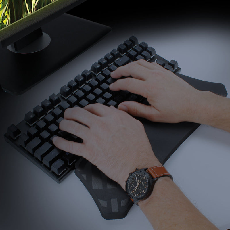 ENHANCE Tenkeyless Keyboard Wrist Rest - Firm TKL Gaming Wrist Pad for Compact Mechanical Keyboards with Ergonomic Support, Non-Slip Rubber Base, Anti-Fray Solid Design - Great for Gaming or Office Compact Size Keyboard