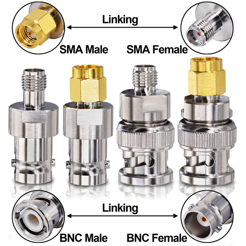 onelinkmore SDR Adapter Optimized VSWR BNC to SMA Coax Adapter SMA to BNC Male Female Antenna Adapter Kits 4 Type for Baofeng UV-5R Ham Radio, HT Antenna, Scanner, SDR Dongle,Base Stations Aerial… Upgraded 4 PCS