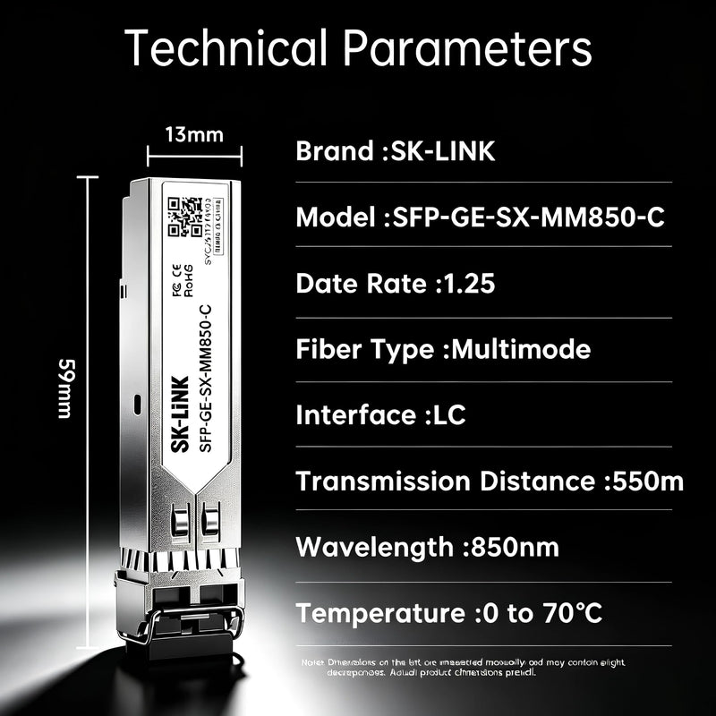 1000BASE-SX SFP LC Multimode Transceiver 1.25G 850nm Up to 550m | SFP Ethernet Adapter Compatible with Cisco, TP-Link , NETGEAR, UGREEN Hot-Swappable