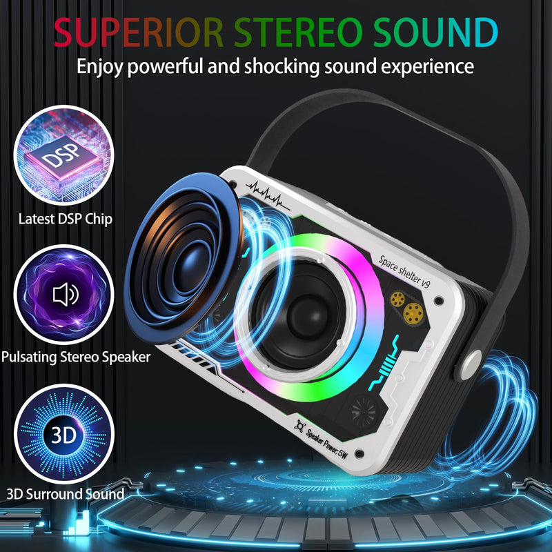 Karaoke Machine with 2 Wireless Microphones, Disco Lights, Portable Bluetooth Speaker, PA System for Adults and Kids, Home Party (White) White 2mics