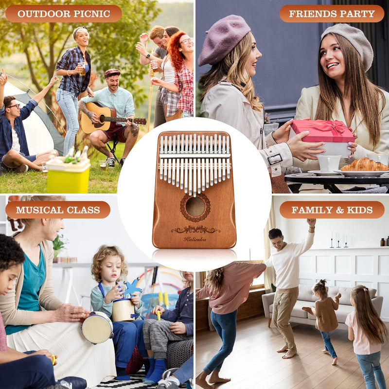 [AUSTRALIA] - Kalimba Thumb Piano 17 Keys, Finger Piano Musical Instruments, Mbira Music Kids Gifts Adult Beginners Hand Pianos Brown 