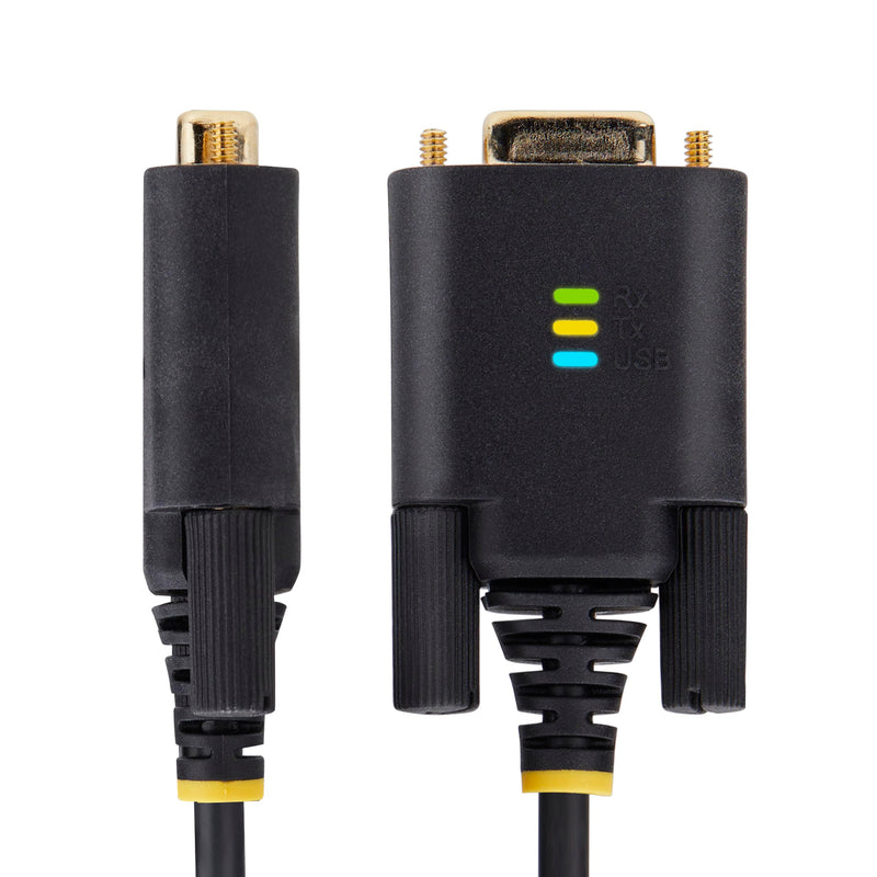 StarTech 6ft USB to Null Modem Serial Adapter Cable (1P6FFCN-USB-SERIAL) | USB-A to RS232, Changeable DB9 Screws Nuts, FTDI, COM Retention, LED Indicators