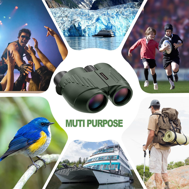 [AUSTRALIA] - 20x25 Compact Binoculars with Strap for Kids and Adults, Sharp Clear, Mini Low Weight Binoculars for Bird Watching,Hiking Outdoor, Cruise Ship,Concert Green 