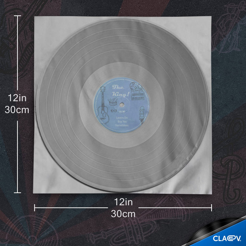 50 Anti Static Inner Record Sleeves for Vinyl LP Records (12 inch, Square, Translucent), Album Record Protective Plastic Covers for Storage 50 Pack
