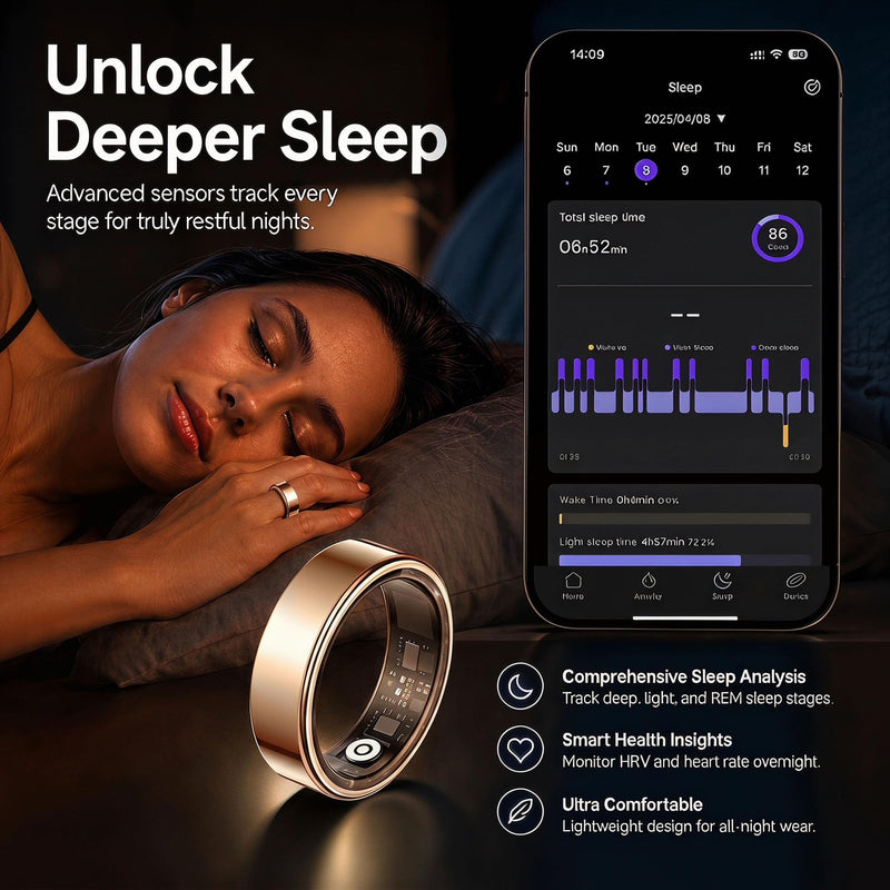 TERRALAB 2.0 Smart Ring,iOS & Android Compatible,IP68 Waterproof,Sports/Stress/Blood Oxygen/Heart Rate/Sleep Health Monitoring for Women&Men, with a Charging Case,No Subscription Fee Rose Gold 7