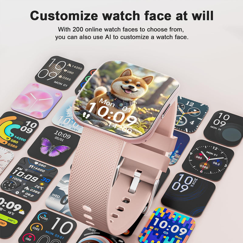 MFVLP Smart Watch for Women, 1.85" HD Fitness Tracker Rose Gold | Answer/Make Calls, for Android & iPhone, Heart Rate/Sleep/Sports Monitor Smartwatch, IP68 Waterproof