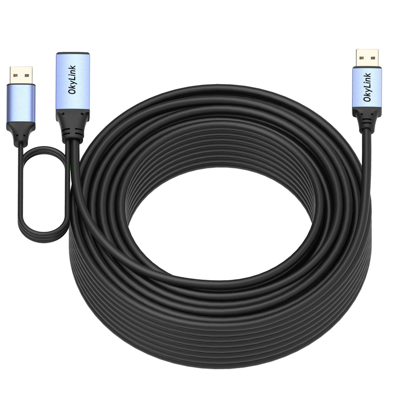 OkyLink Active USB 2.0 Extension Cable A to A, Male to Female 65ft(20M) | 480Mbps Signal booster cord, compatible with printer, mouse, keyboard, scanner, camera USB2.0 65ft (20m)