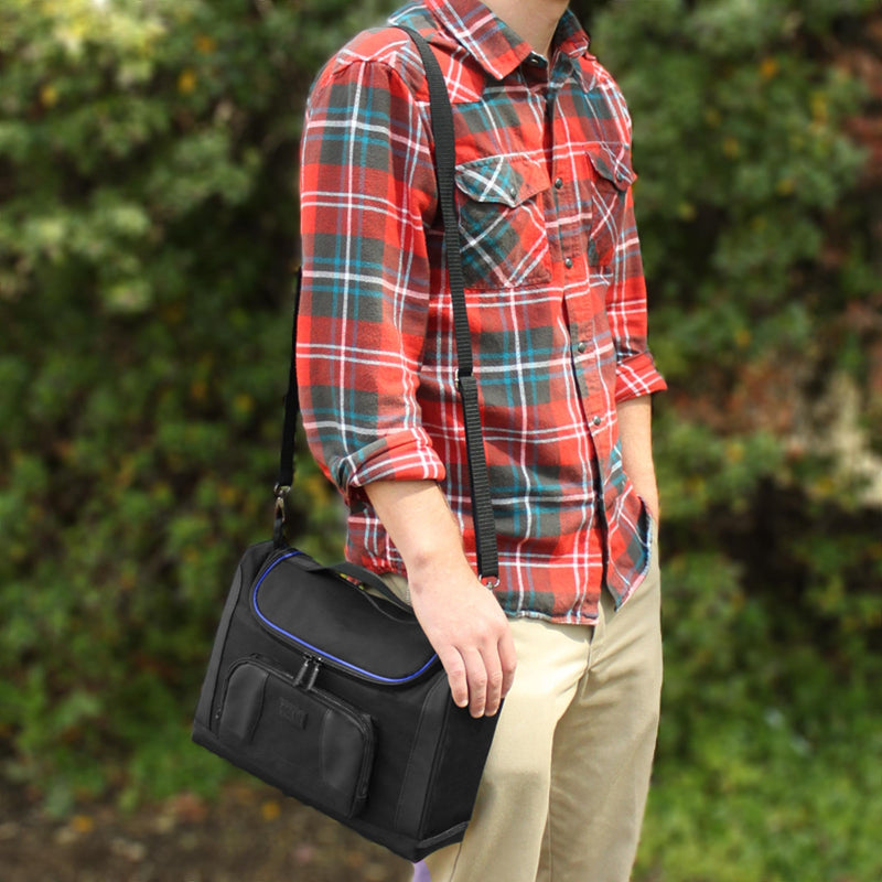 USA GEAR Mini Projector Case S7 Pro Portable Projector Bag Carrying Case with Accessory Storage - Compatible with Small LED Projectors from Vankyo, DR. J, AuKing, PVO, DBPOWER, CiBest (Blue) Black and Blue