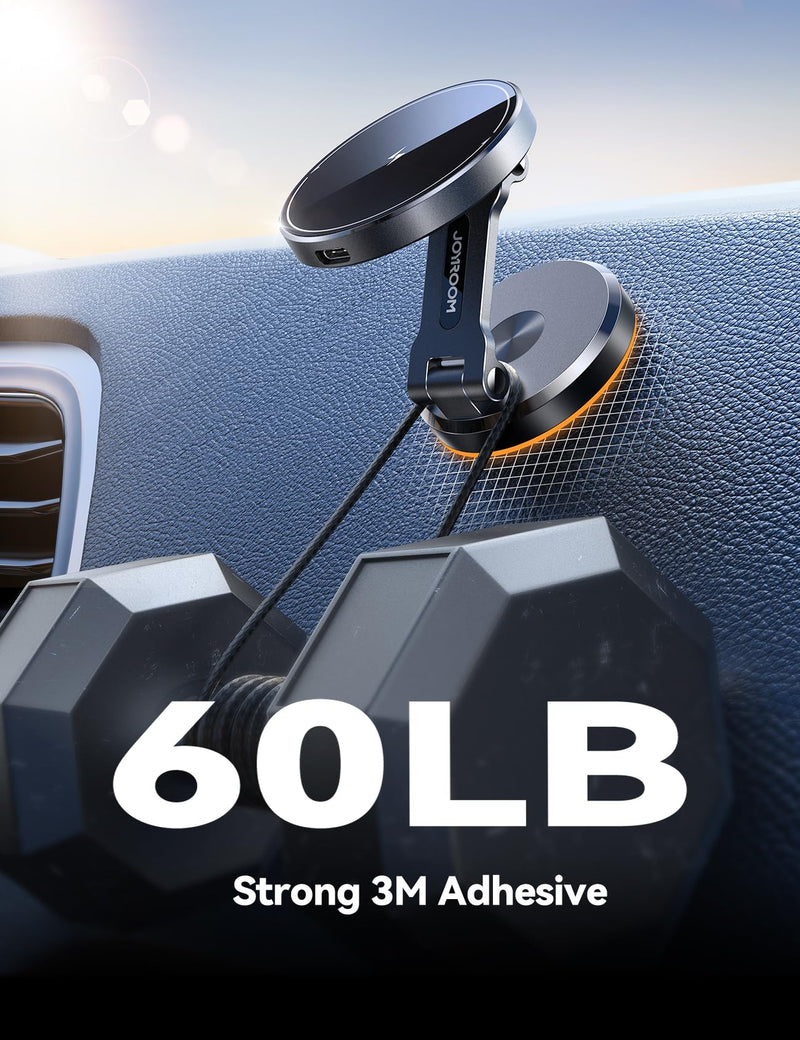 Metal MagSafe Car Mount Charger with 360° Rotatable Charging Panel & Base | 15W Fast Charging Magnetic Phone Holder, Strong Magnets Wireless Car Charger, Car Mount for iPhone 17 Pro Max 16 15 14 13 12 Black