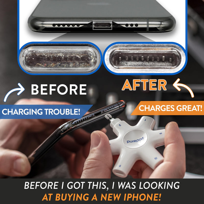 iPhone Cleaning Kit - The Original - iPhone Cleaner Multi-Tool | Repair & Restore iPhone & iPad Charging Ports, Lightning Cables & Connectors | Fix Unreliable Charging | As Seen on USA Today For iPhone/iPad (Lightning Connector)