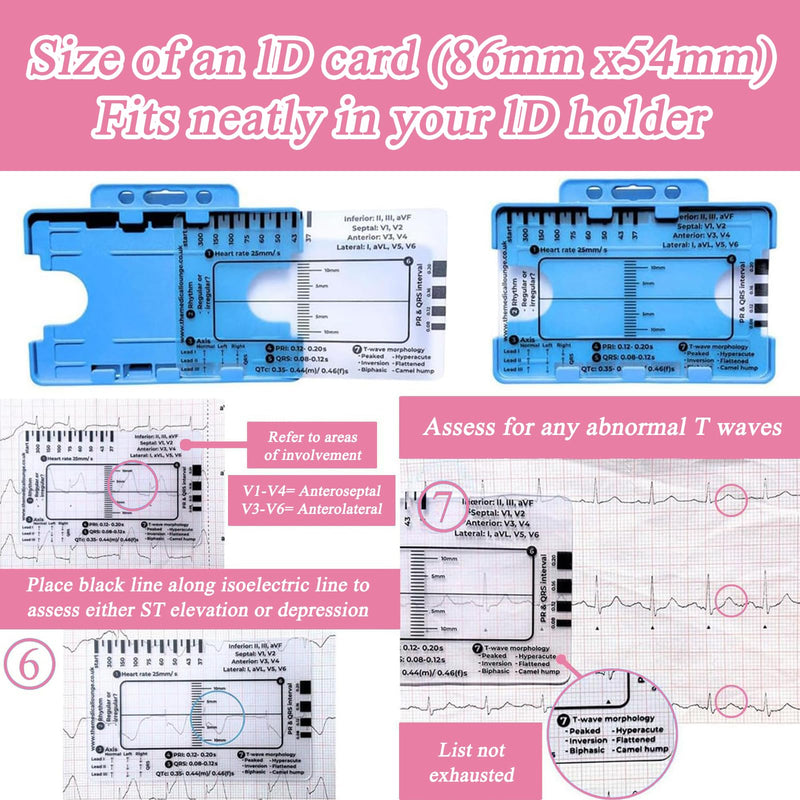 [AUSTRALIA] - Ecg 7 Step Ruler, Ecg/Ekg 7 Step Ruler Card, Portable Ecg Ruler Plastic Ruler Measuring Tool, Provides Data Support, Wear-resistant and Durable, Suitable for Doctors, Medical Students, etc. 