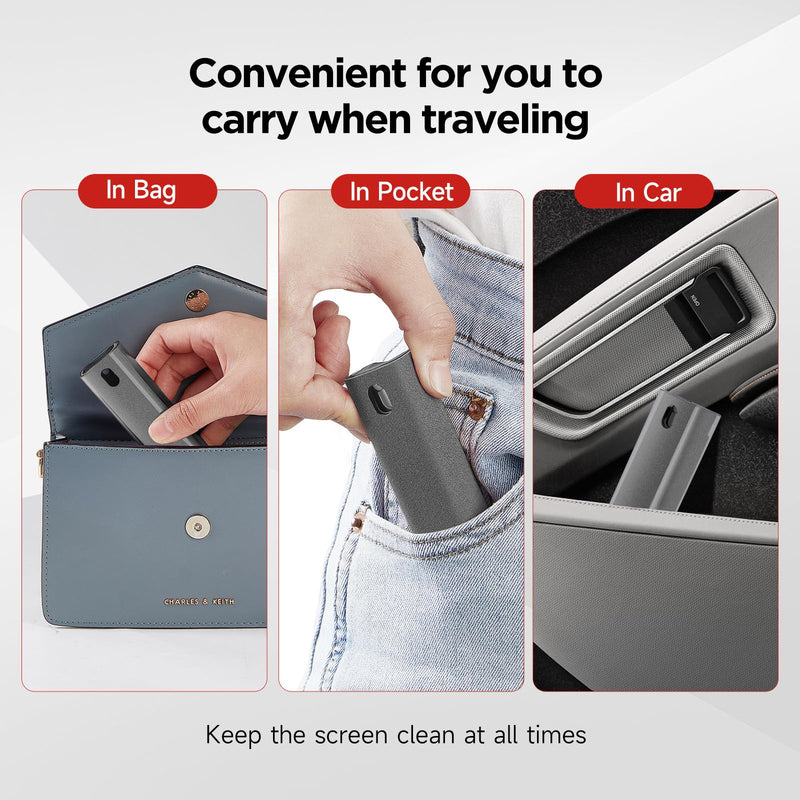 YTT Screen Cleaner, All-in-One Spray & Wipe Cleaner, with Transparent Protective Shell for All Phones, Laptop and Tablet Screens (Gray) Gray