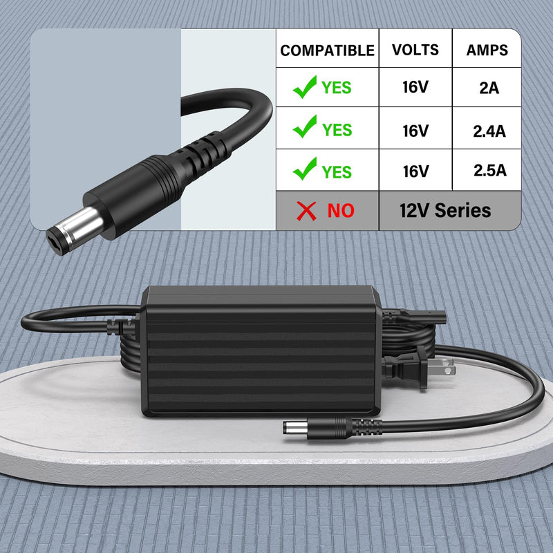 16V 2.5A for Yamaha PA-300 Charger Power Cord for Yamaha PA300 PA-301 PA-300B PA-300C P-120S P-120 S Pro ES XS Synthesizer PSR PSR-S PSRS PSR-1000 PSR-S500 Keyboard Piano AC DC Adapter Plug Cable Wire