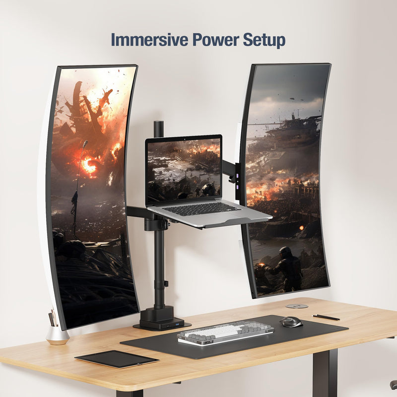 AVLT Single 40 Inch Monitor Head Add-On Kit for Pole Top Mount – Black | Fits Ultrawide Screen, Supports 26.4 lbs (12kg), For 1.38" (35mm), VESA Compatible, Workspace Upgrade Extension Arm Black-Add-On