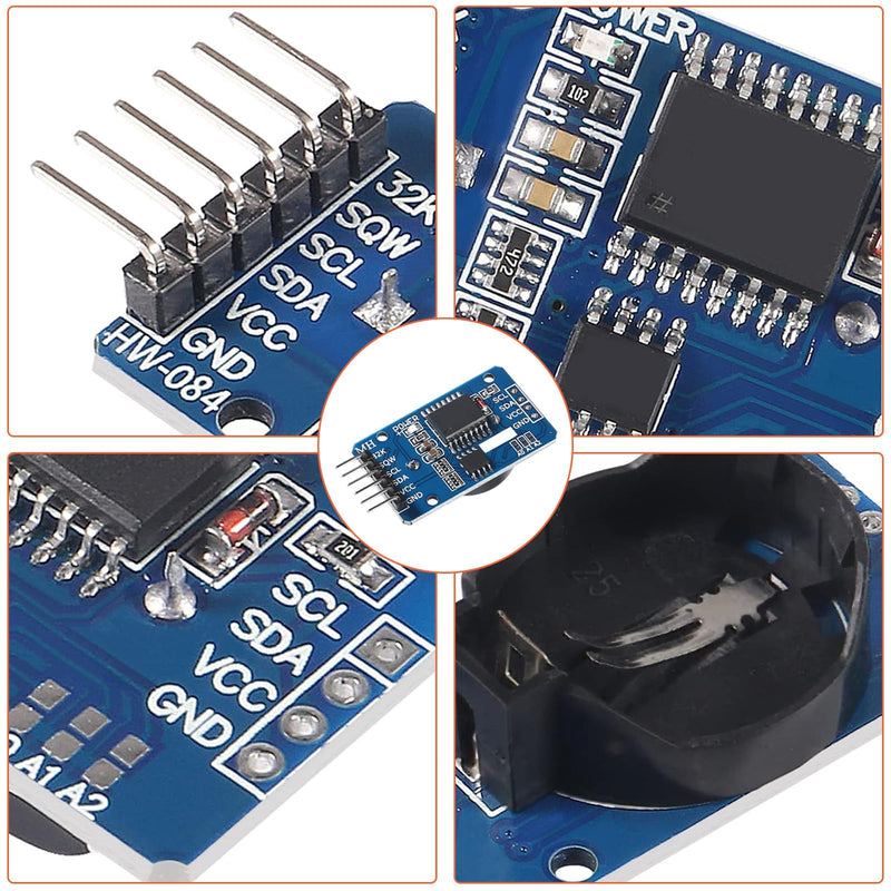 [AUSTRALIA] - APKLVSR Real-Time Clock RTC Module Compatible with I2C Real Time Clock, Clock Module I2C RTC Module for Arduino and RPi with Battery (Pack of 6) 