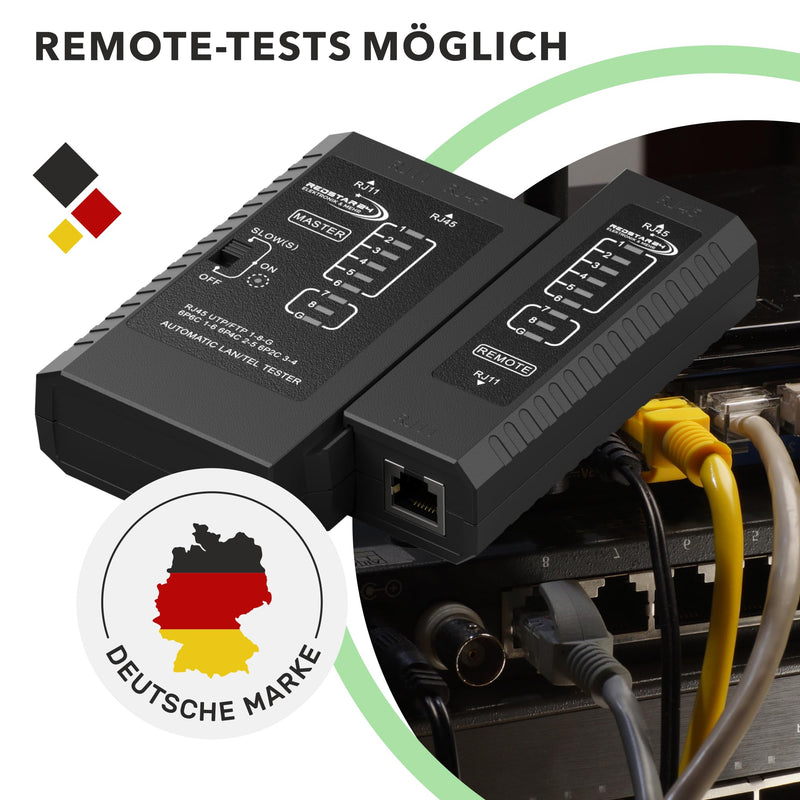 RedStar24 Network Tester - LAN Cable Tester with RJ11, RJ12, RJ45 for Patch Cable - Test LEDs for Precise Testing and Checking of LAN and Network Cable - Ideal for Patch Cable and Line Tests 1 pc.