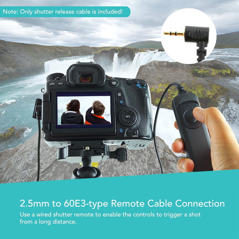 [AUSTRALIA] - Foto&Tech RS-60E3 Wired Remote Shutter Release Compatible w EOS R6 Mark III R7 T8i T7i T6i T6S T5 T5i T4i T3i T3 XT XTi SL3 SL2 RP R M 77D 80D 70D 60D 700D 650D 600D 550D 500D R8 
