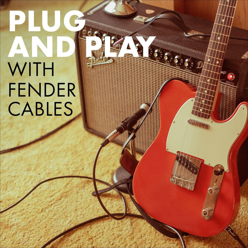 Fender Deluxe Series Instrument Cable, Guitar Cable, Stocking Stuffers, Guitar Accessories, Straight/Angle, Black Tweed, 10ft