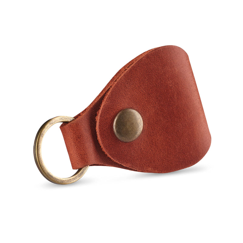 Leather Guitar Pick Holder Keychain, Guitar Pick Holder Case Bag, Plectrum Key Fob Cases Bag, Gift for Guitar Players (Cognac) Cognac