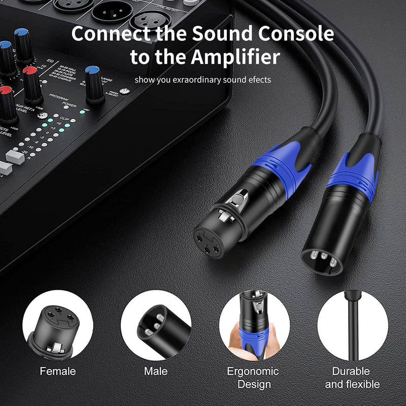25ft XLR Cable 2 Pack - Balanced Speaker & Microphone Cable for Microphones, Speakers, Radio Stations 25 Ft 2 Pack