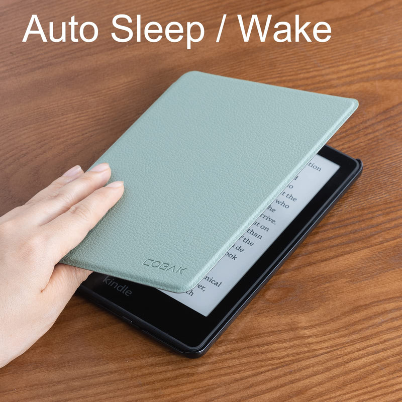 CoBak Kindle Paperwhite Case - All New PU Leather Cover with Auto Sleep Wake Feature for Kindle Paperwhite 11th Generation 6.8" and Signature Edition 2021 Released ***A-sage green