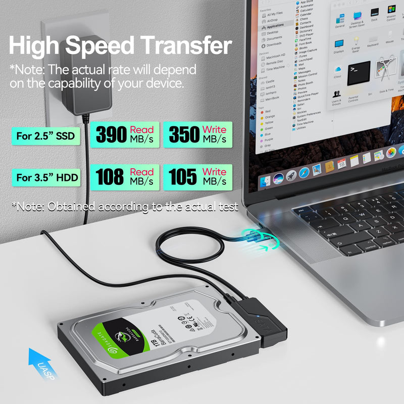 3.5 Hard Drive Enclosure Bundle SATA to USB Adapter with Power with 12V 24W Adapter External Hard Drive Cable