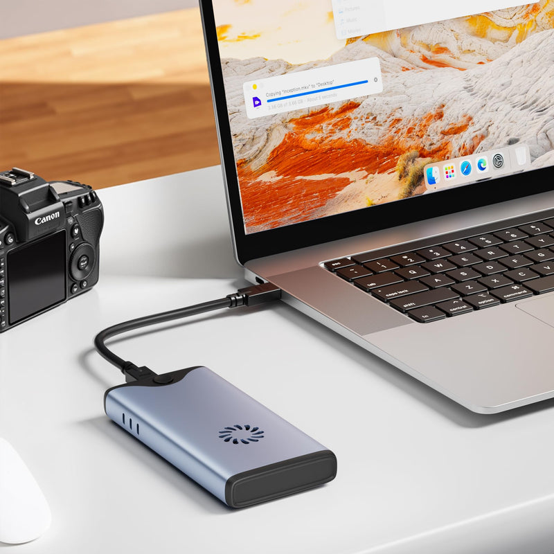 40Gbps M.2 NVMe SSD Enclosure with Cooling Fan, M.2 Enclosure Support M/B+M Key Size 2280/2260/2242/2230 Compatible with Thunderbolt 4/3, USB4/USB3.2/3.1/3.0/2.0, Tool-Free Thunderbolt 4 Enclosure