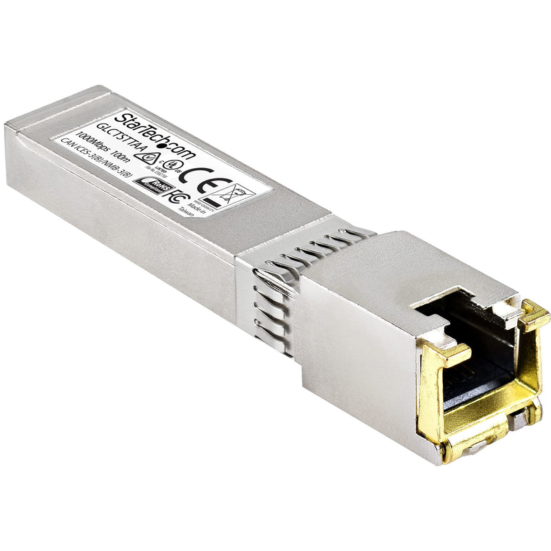 StarTech Cisco GLC-T Compatible SFP Module, 1000BASE-T, TAA (GLCTSTTAA) | 1GE Gigabit Ethernet SFP, SFP to RJ45 Cat6/Cat5e, RJ-45 100m, Cisco Firepower, ASR920, IE2000 GLC-T (TAA) Single