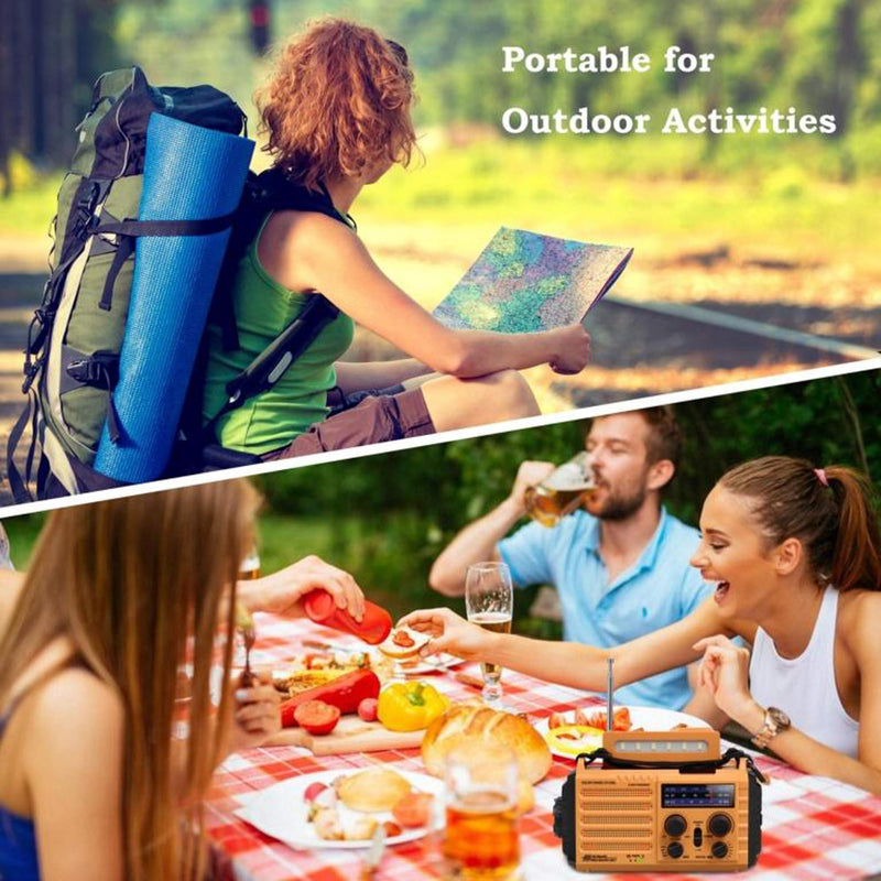 Emergency Radio with NOAA Weather Alert, Rechargeable 5000mAh Battery Operated Solar Hand Crank Radio, Outdoor Portable AM FM SW Radio with USB Charger, Flashlight,Reading Lamp, SOS Alarm for Survival Yellow
