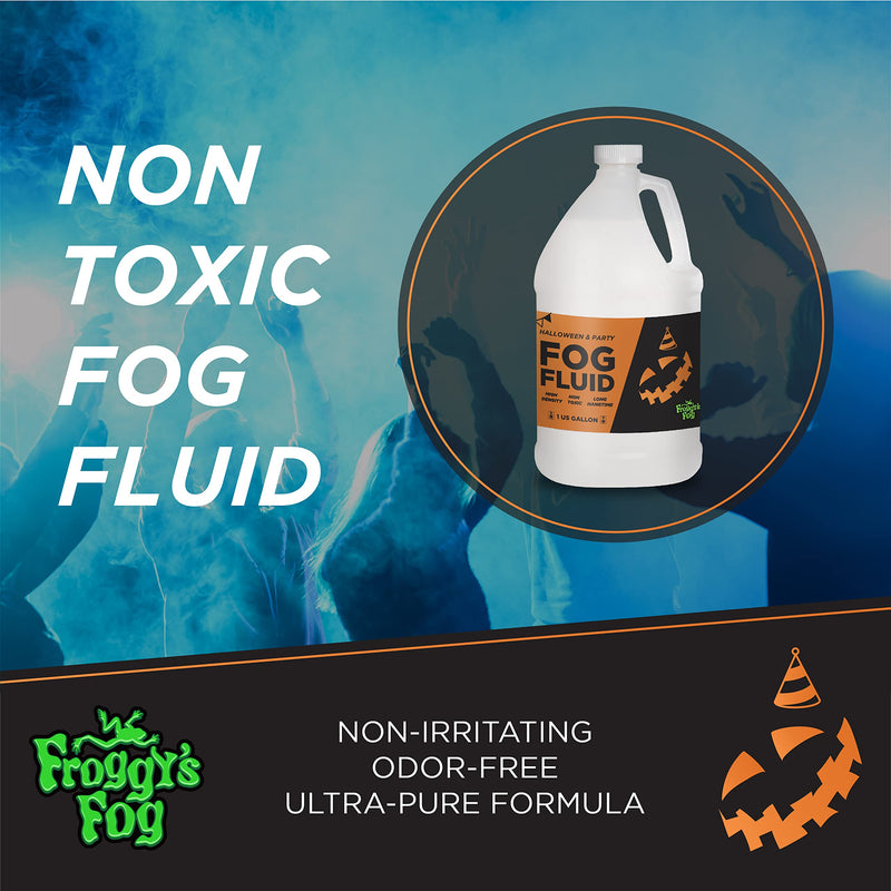Froggy's Fog Halloween and Party Fog Fluid, High Output Long-Lasting Fog Juice for 400-1500 Watt Water-Based Fog Machines, Great for Pro and Home Haunters, Theatrical Effects, DJs, and More, 1 Quart