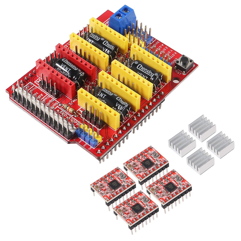 ACEIRMC 3D Printer CNC Shield V3 Engraver Expansion Board with 4X A4988 Driver Module and 4 x Radiator