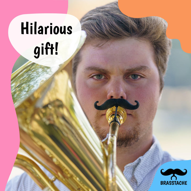 Brasstache 2.0 Combo Pack - [2-Pack] The Original Clip-on Mustache for Brass Instrument Mouthpieces, XL and Handlebar Combo Version (Tuba) Tuba