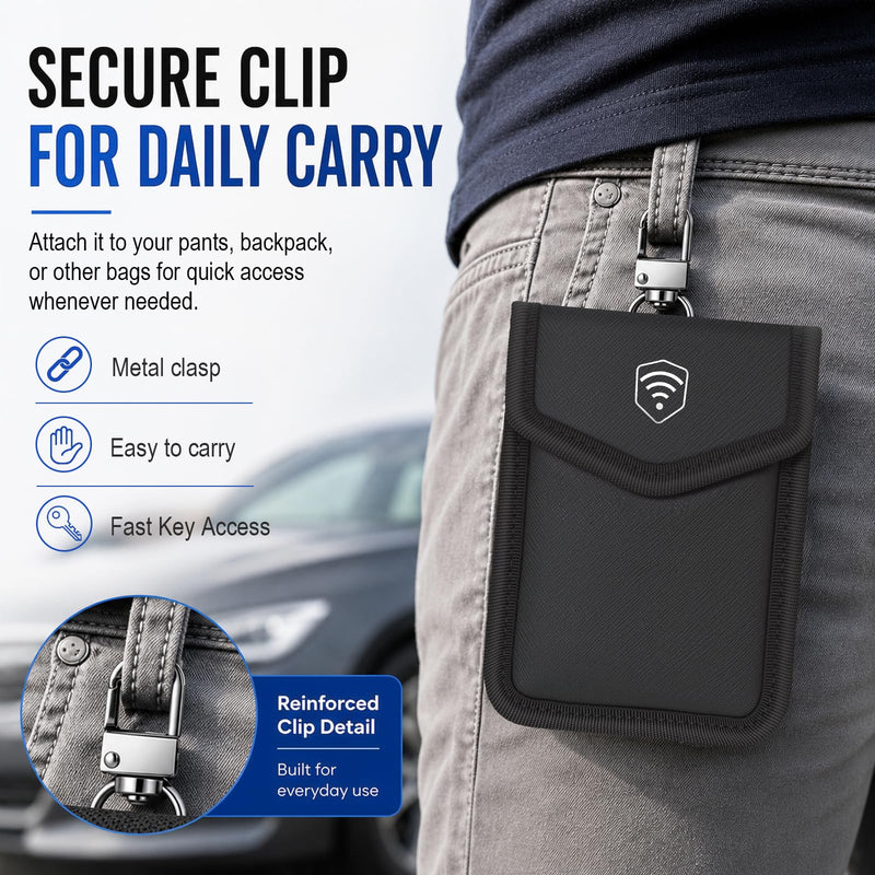 Faraday Bag Bundle for Phone and Key Fob, Signal Blocking Pouch Set for Cell Phone, Car Keys and Keyless Entry Remote, RFID Blocking Privacy Protection